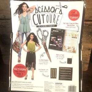 Scissor Cutoure Cut Customize Fashion Kit Scissors Studs Gems Sewing Needles